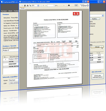 Program Facturare: Model Factura + Chitanta pe o foaie A4